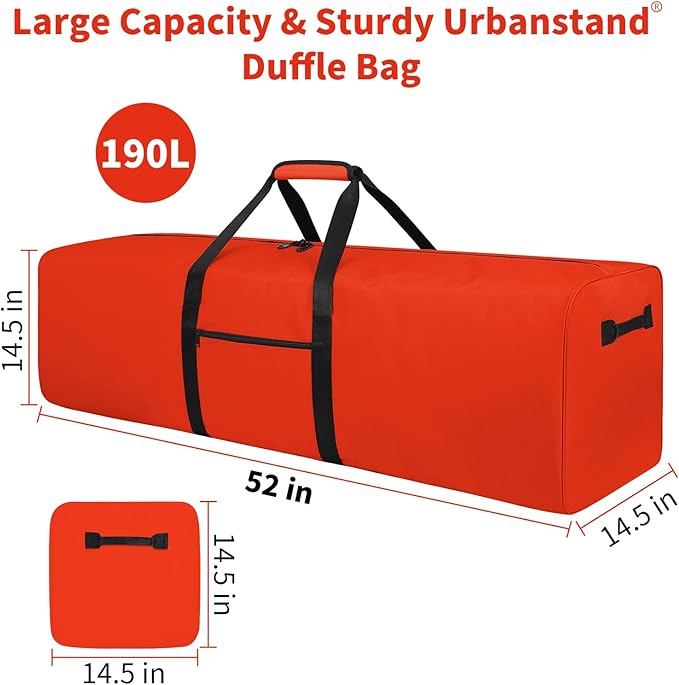 52 Inch Large Duffle Bag for Travel Camping Sport Equipment Storage Bag with 2-way Lockable Zippers Orange-GravixFit