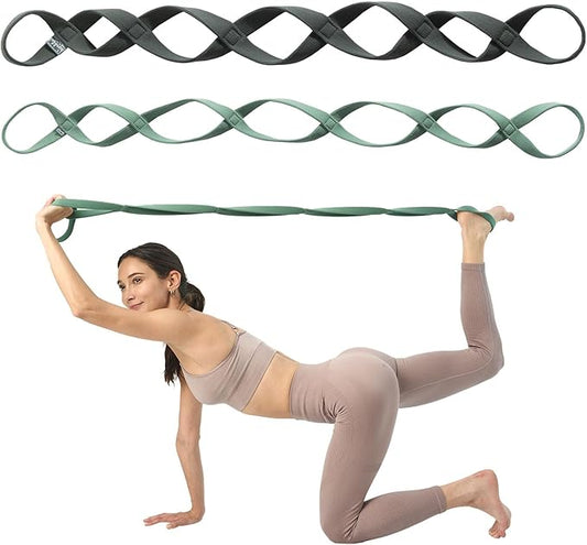 VRTX Stretch Straps for Exercise | Yoga & Pilates Stretching Bands w/ 7 Loops | Resistance Bands for Fitness Workout, Home Gym, Physical Therapy | Soft Cloth, Durable-GravixFit