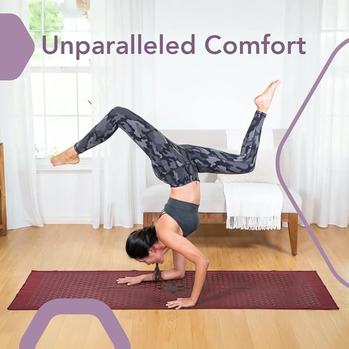Clever Yoga Non-Slip Hot Yoga Towel – Non-Slip Grip for Hot Yoga, Sweat Absorbent, Honeycomb Silicone Grip, Stays Flat – Ideal for Pilates, Travel, Washable & Lightweight - Burgundy-GravixFit