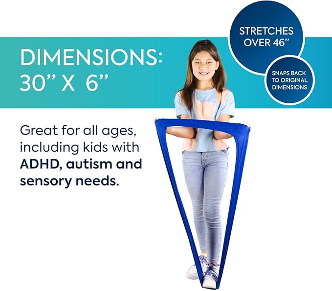 BouncyBand Stretch Band Focus Tool – 30” Resistance Band for Kids Stretches to Over 46” – Silent Sensory Tool Awakens Imagination, Develops Balance, and Strengthens Muscles-GravixFit