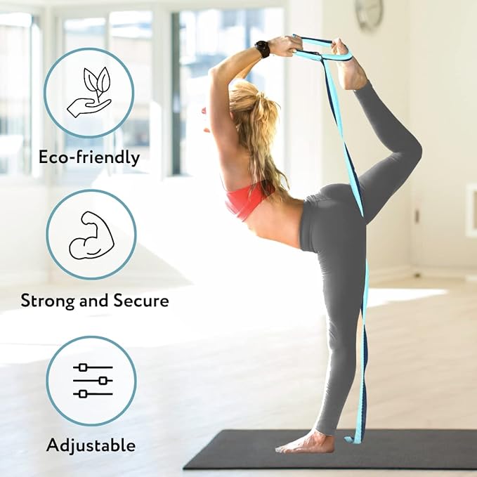 California Yoga Strap | Yoga Belt with Safe Adjustable D-Ring Buckle for Pilates | Stretching Strap | Exercise Bands | Physical Therapy | Improves Sitting Posture-GravixFit