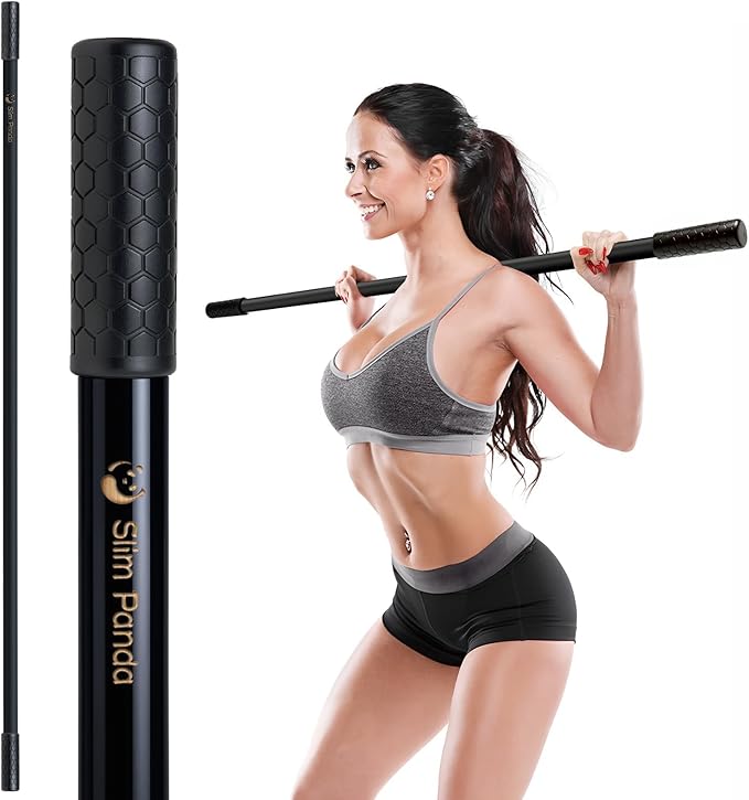 Slim Panda Yoga Stick, 5ft Natural Bamboo Stick with Rubber Ends, Exercise Stretching Stick for Yoga, Stretching, Balance and Correcting Posture, Rehabilitation Physical Therapy Aids-GravixFit