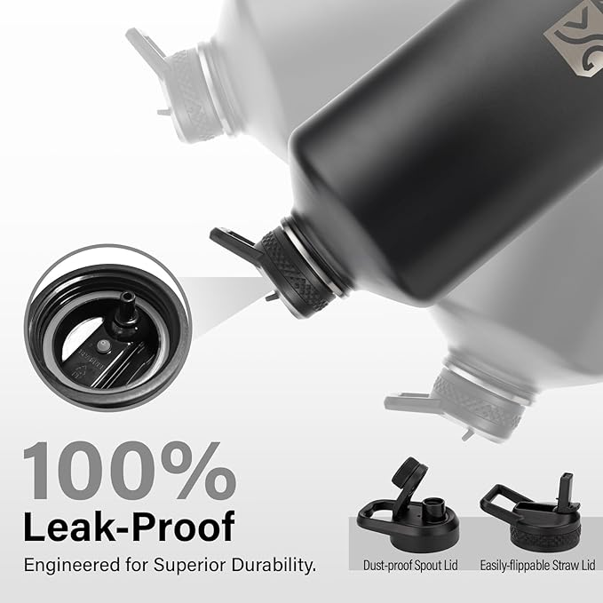 1 Gallon Water Bottle Insulated | Thickened Stainless Steel Vacuum Metal Water Jug | Portable Sports Large for Gym and Hiking with Straw, Carrier Bag, Handle Strap | BPA-Free 128 oz-GravixFit
