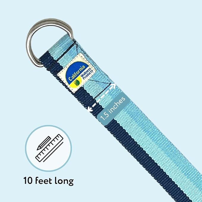 California Yoga Strap | Yoga Belt with Safe Adjustable D-Ring Buckle for Pilates | Stretching Strap | Exercise Bands | Physical Therapy | Improves Sitting Posture-GravixFit