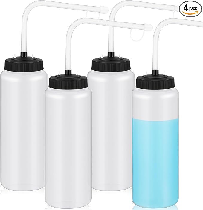 Domensi 4 Pack 1 Liter Sports Water Bottle W/long Straw Hockey Lacrosse Water Bottle with Straw Bpa Free Squeeze Plastic Use Sport Helmet in Football Baseball Gym(Translucent,Classic)-GravixFit