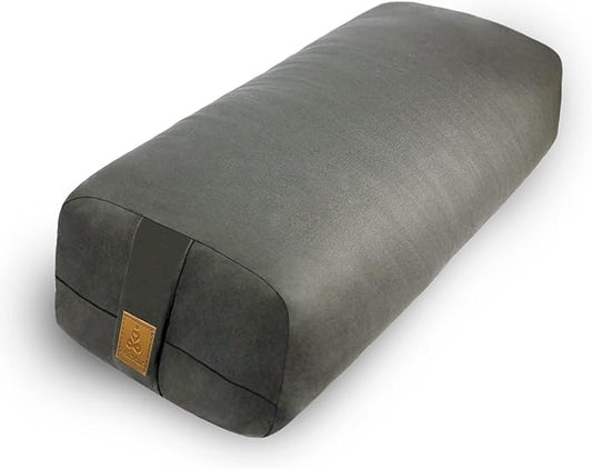 Yoga Bolster (26x10.5x5.5 in) Supportive Yoga Cushion for Restorative Yin Yoga Accessories Rectangular Bolster for Stretching Meditation Pillow 100% Organic Cotton Removable Washable Cover-GravixFit