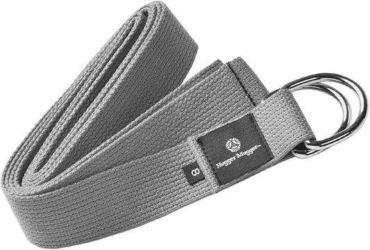 Hugger Mugger D-Ring Cotton Yoga Strap - Super Strong Cotton, Metal D-Ring Buckle, Multiple Lengths Available-GravixFit