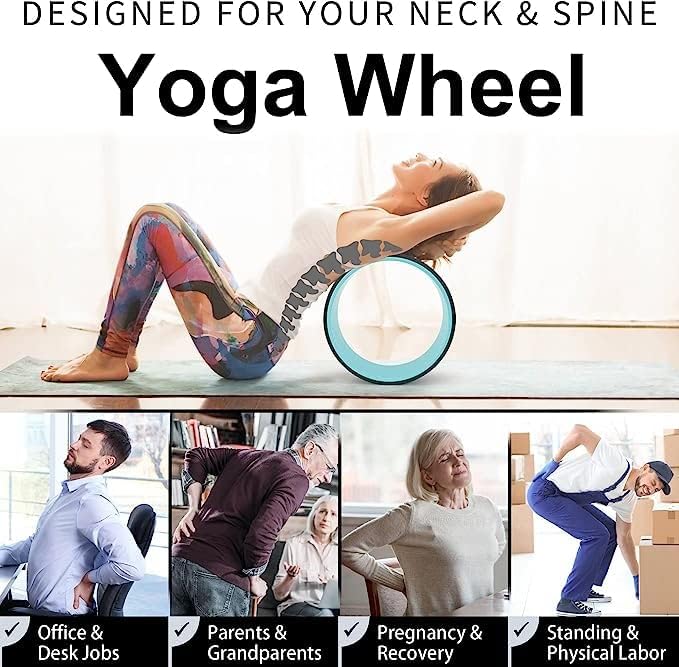 Yoga Wheel for Back Pain Relief, Back Roller Wheel with Extra Cushion, Wider & Thickest Foam, Stretches and Strengthens Core Muscles-GravixFit