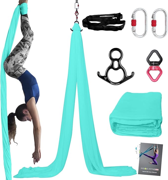 PRIOR FITNESS Aerial Silks Kit Colorful 9/15/20 Yards 40D Nylon Fabric Hammock Set With Hardware & Guide for All Levels Of Aerial Yoga Practice and Acrobatic Flying For Adults Aerial silk-GravixFit