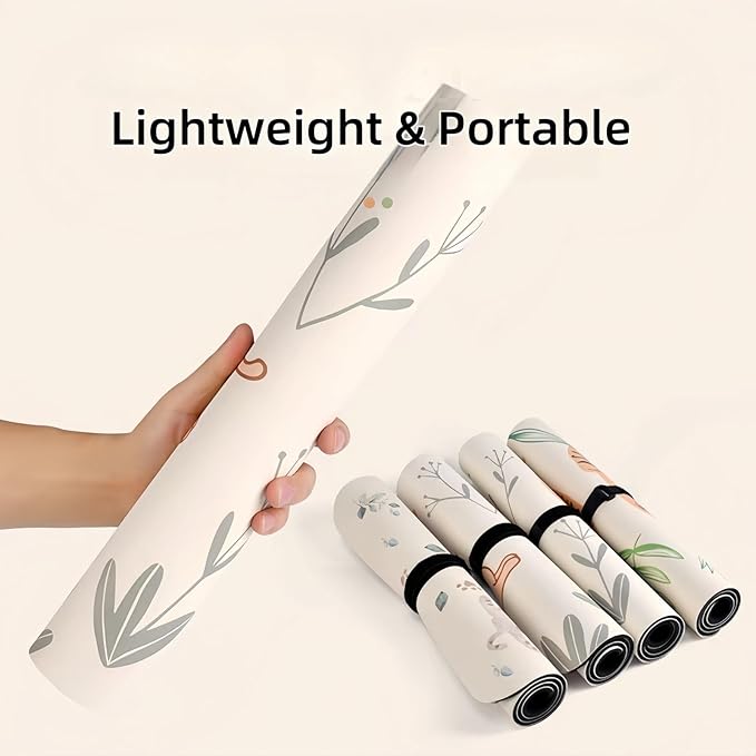Mini Yoga Mat with Playful Cat Design, Yoga Knee Pads,Double-Sided Non-Slip, Meditation,Exercise Mat for Women&family use,White-GravixFit