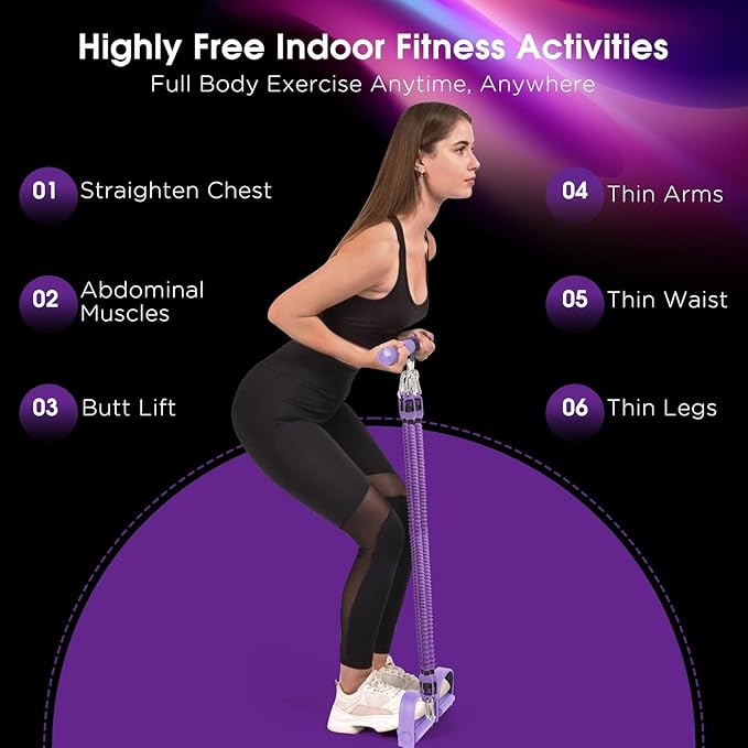 2025 Upgrade Pedal Resistance Band, 4-Tube Elastic Sit Up Pull Rope for Men and Women, Pedal Puller for Strength Training, Foot Resistance Rope for Physical Therapy, with 5Pcs Exercise Bands-GravixFit