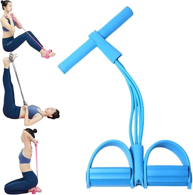 21 Fitness Resistance Bands - 4 Tube Pedal Ankle Puller, Yoga Handle Bands Exerciser Multifunction Trainer Tension Rope for Body, Abdomen, Waist, Arm, Tummy Exercise Stretching Training ( Color : Blue-GravixFit