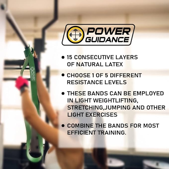 POWER GUIDANCE Pull Up Assist Bands - Stretch Resistance Band - Mobility Band - Powerlifting Bands - by Perfect for Body Stretching, Powerlifting, Resistance Training-GravixFit