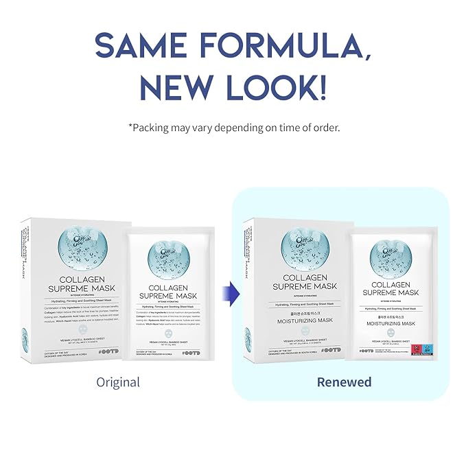 #OOTD Collagen Hydrating Sheet Masks for Face Korean Anti Aging Mask Sheet for Dry Skin & Sensitive Skin, EVE Vegan, Not Tested on Animals, No Parabens, No Sulfates, Hyaluronic Acid, Witch Hazel 10EA-GravixFit