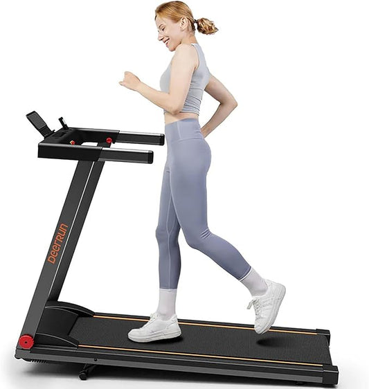 DeerRun Treadmills for Home with Incline and Handles, 3.5 HP Foldable Treadmill 350 LBS Weight Capacity for Small Spaces, Folding Running Machine with Smart APP-GravixFit