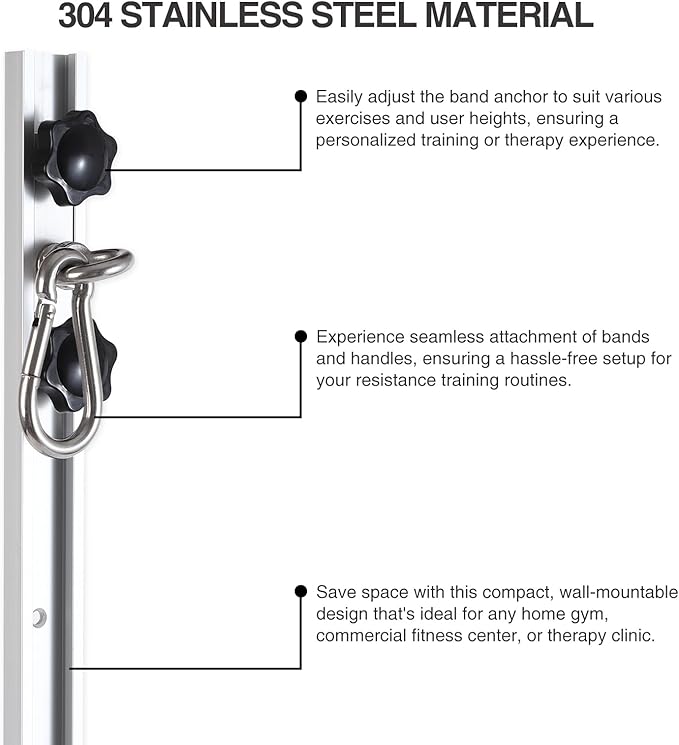 Resistance Band Wall Anchor,Gym Resistance Bands,djustable Workout Wall Anchor System,for Resistance Band Exercises,with 2 Rail and 2 Rail Car,Easy Installation(double set,No Resistance Bands)-GravixFit
