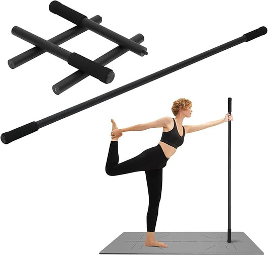Yoga Stick, 5ft Exercise Stick for Mobility, Stretching Stick with Non-Slip Ends, Exercise Dowel for Pilates, Balance Pole and Stretch Bar for Stretching Equipment-GravixFit