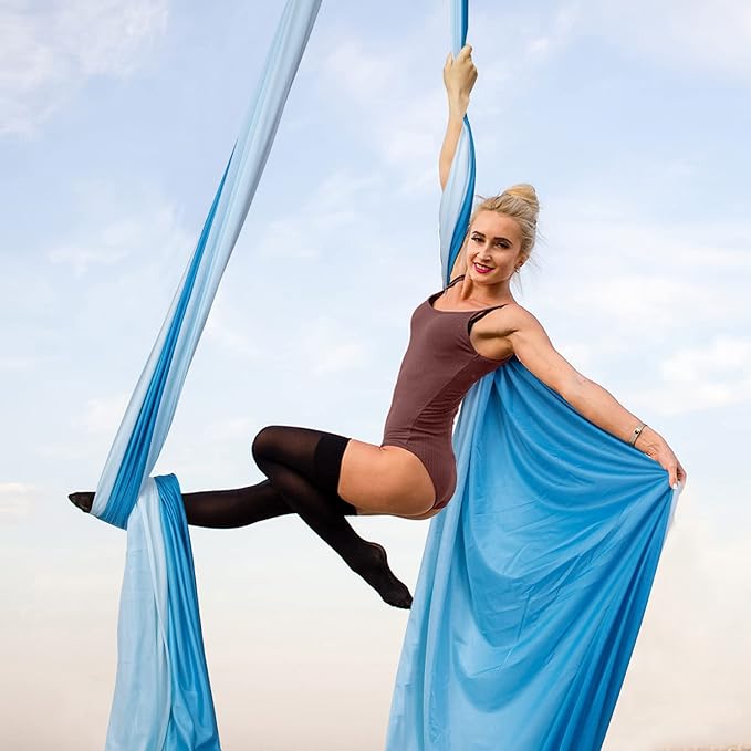 PRIOR FITNESS Aerial Silks Kit Colorful 9/15/20 Yards 40D Nylon Fabric Hammock Set With Hardware & Guide for All Levels Of Aerial Yoga Practice and Acrobatic Flying For Adults Aerial silk-GravixFit