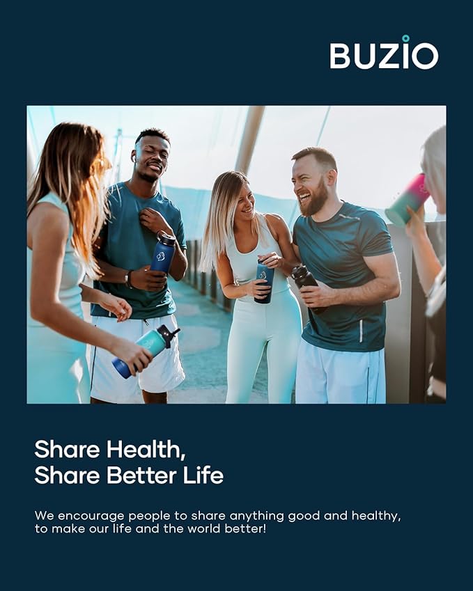 BUZIO Insulated Water Bottle with Straw Lid and Flex Cap, 32oz Double Wall Vacuum Stainless Steel Thermo with Wide Mouth Lid, Cold 48 Hrs Hot 24 Hrs Sweat Proof Flask, Rose and Green-GravixFit