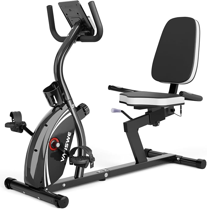 VANSWE Recumbent Exercise Bike for Adults Seniors - Recumbent Bikes for Home with Magnetic Resistance, Bluetooth and App Connectivity, Pulse Sensor-GravixFit