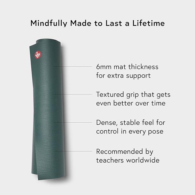Manduka PRO Yoga Mat - 6mm | Lifetime Durability | Hygienic Construction | Premium Studio Quality | Teacher Approved-GravixFit