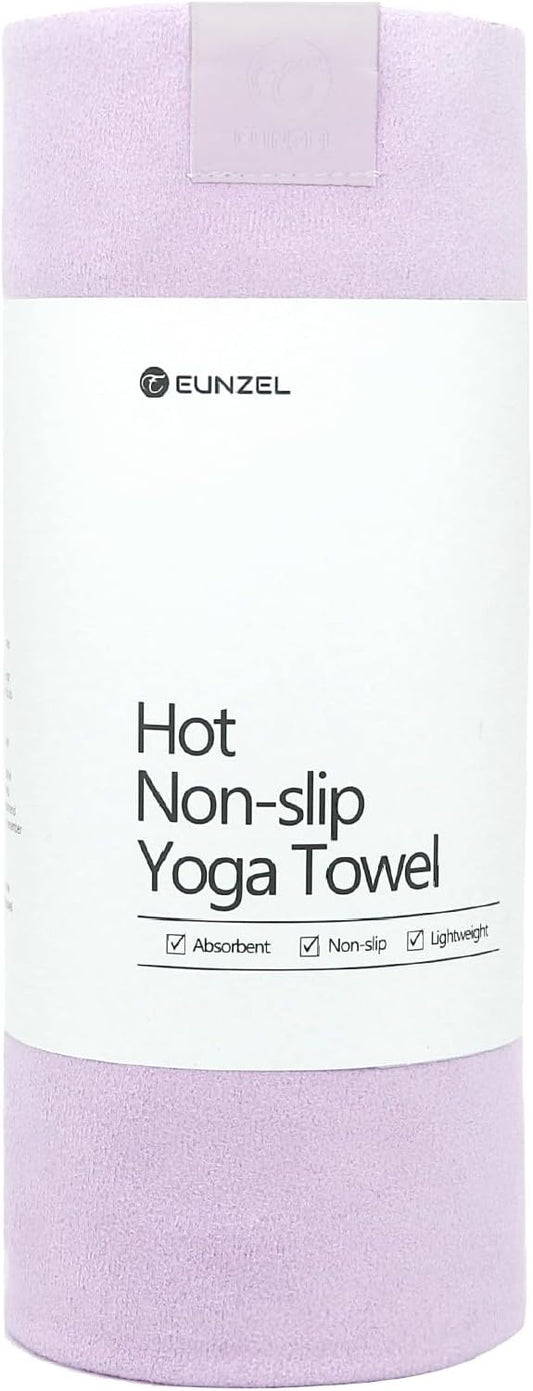 Eunzel Hot Yoga Towel, Super Absorbent Yoga Mat Towel Soft Suede Microfiber Non-Slip Towel for Bikram Pilates and Yoga Mats 72" x 26.5", Taro Purple-GravixFit