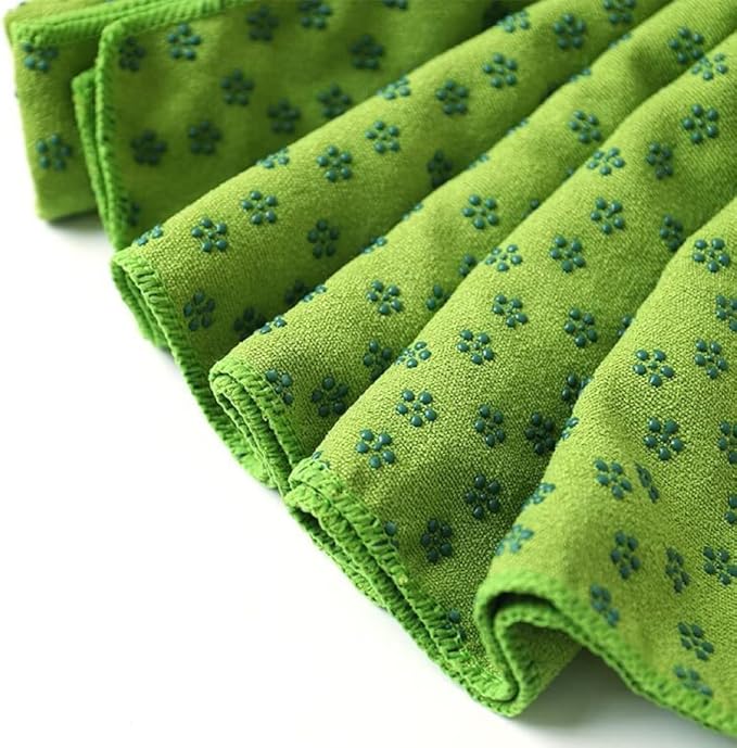 IBL-Yoga Towel, Hot Yoga Mat Towel - Sweat Absorbing Non-Slip for Hot Yoga, Pilates and Workout, 24x72 inches with Grip Dots (Green)-GravixFit