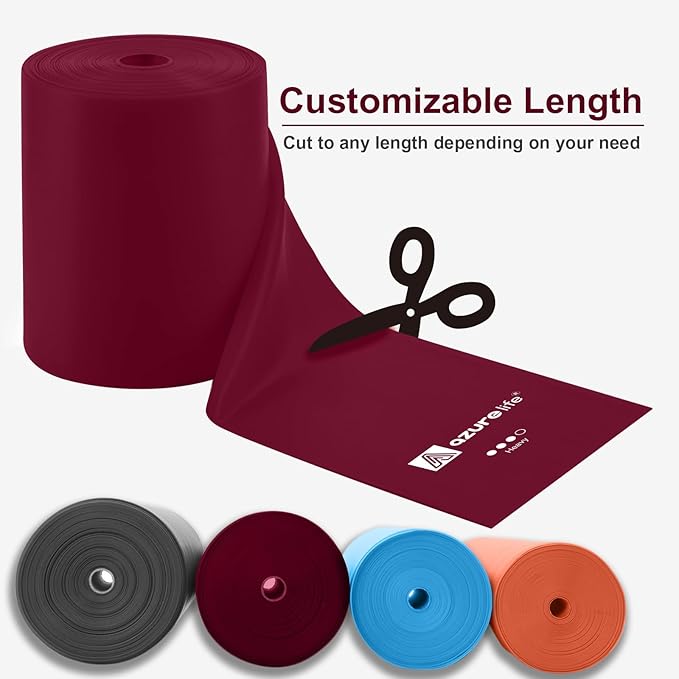 Professional 8 Yards Bulk Resistance Bands Rolls or 5,6,7 ft. Long Non-Latex Elastic Exercise Bands, Stretch Bands for PT, Yoga, Pilates, Rehab, at-Home or The Gym Workouts-GravixFit
