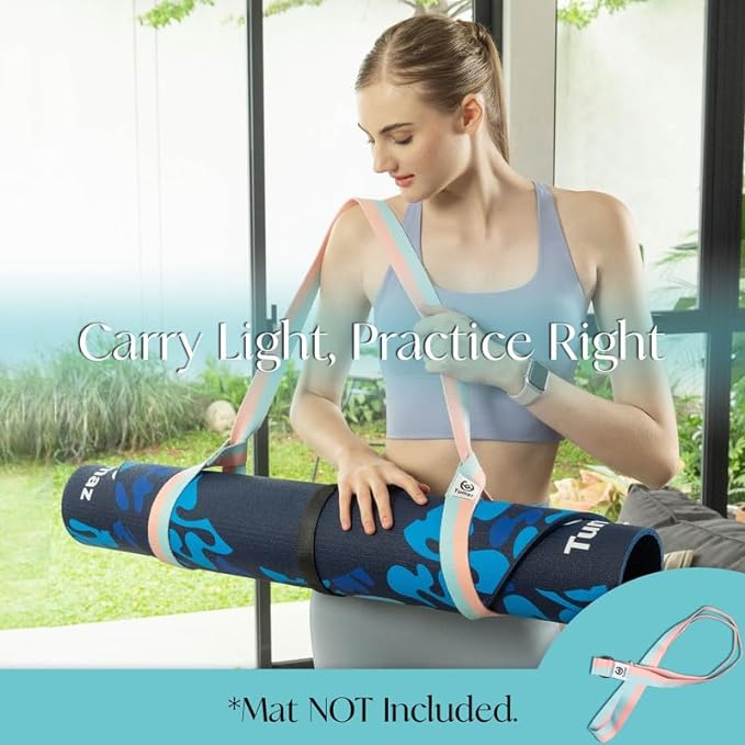 Tumaz Yoga Mat Strap [MAT NOT Included] (2 Sizes) with Extra Thick & Comfy Delicate Texture, Adjustable Yoga Mat Carrier-GravixFit
