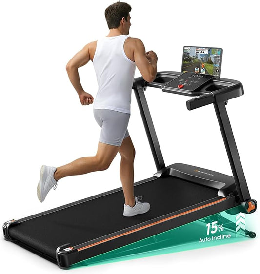 Treadmills for Home, 3.0HP Quiet Brushless Foldable Treadmill with Incline, Small Space Portable Running Walking Machine, 240/300 Lbs Capacity with Cup Holder