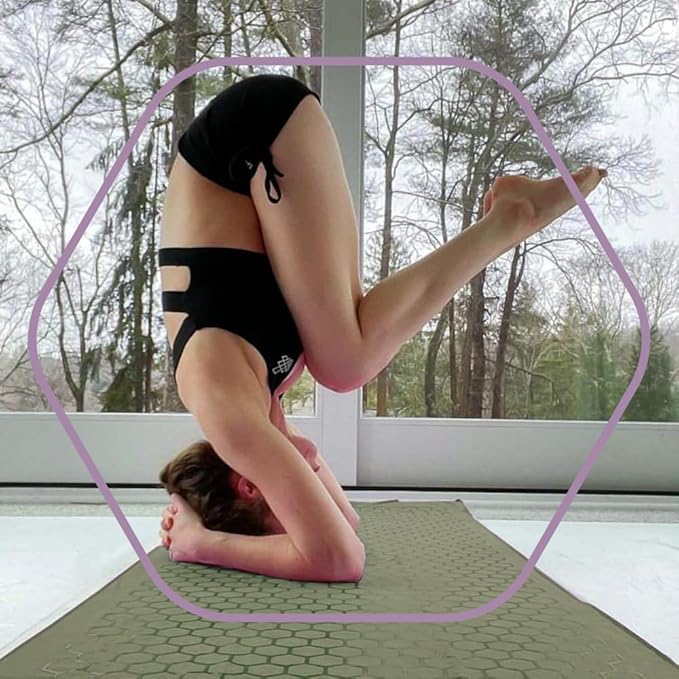 Clever Yoga Non-Slip Hot Yoga Towel – Non-Slip Grip for Hot Yoga, Sweat Absorbent, Honeycomb Silicone Grip, Stays Flat – Ideal for Pilates, Travel, Washable & Lightweight - Olive-GravixFit