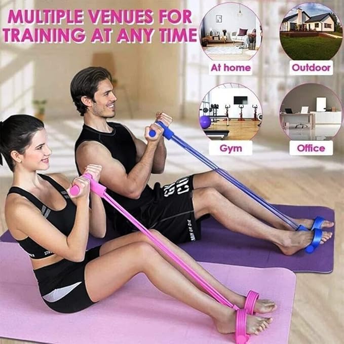 21 Fitness Resistance Bands - 4 Tube Pedal Ankle Puller, Yoga Handle Bands Exerciser Multifunction Trainer Tension Rope for Body, Abdomen, Waist, Arm, Tummy Exercise Stretching Training ( Color : Gree-GravixFit