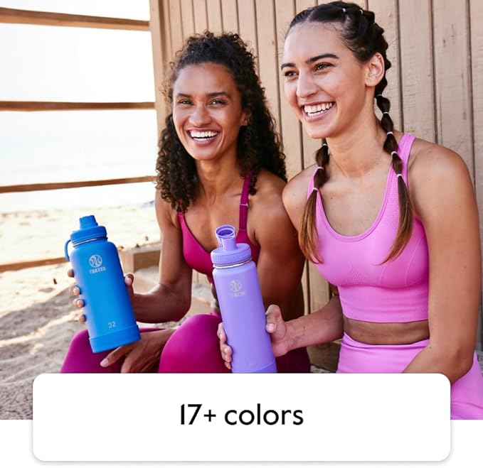 Takeya Actives Water Bottle with Spout Lid - Bottle with Double Stainless Steel Insulation - Dishwasher Safe & BPA-Free - Bottle with Spout Lid & Removable Bumper - 40 oz, Cucumber-GravixFit