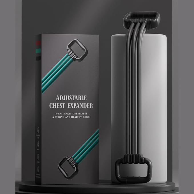 6-Pipe Chest Expander & Shoulder Stretcher - Adjustable Detachable Resistance Tubes for Home Gym, Rehab, Strength Training + Easy Workout Guide (Men/Women)-GravixFit