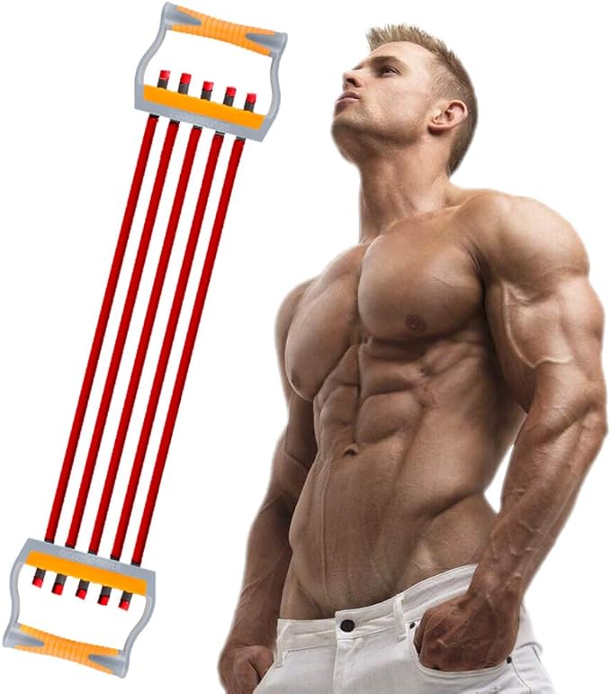 TOCO FREIDO Chest Expander | Arm Training, 5 Tubes Ajustable Arm Strength Trainer, Exercise Resistance Bands for Home Fitness Muscle Training Body Building-GravixFit