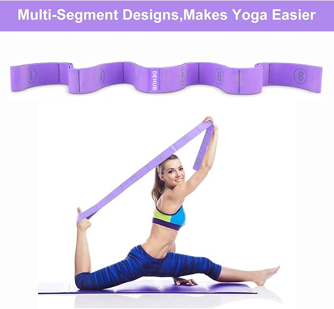 Stretch Strap, Elastic Yoga Stretching Strap, Multi-Loop for Physical Therapy, Pilates, Yoga, Dance & Gymnastics Exercise and Flexible Pilates Stretch Band-GravixFit