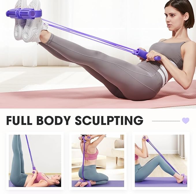 21 Fitness Resistance Bands-6 Tube Pedal Ankle Puller | 2025 Upgrade 6-Level Elastic Exercise Bands with Yoga Pedal | Natural Latex Workout Equipment for Sit Up/ABS/Leg Training (Women & Men)-GravixFit