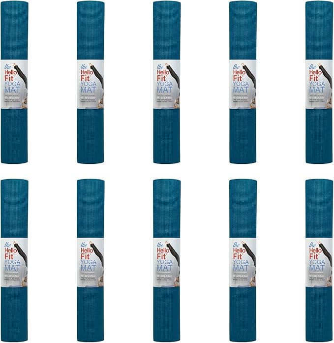 Hello Fit 10-Pack Yoga Mat, 68" x 24" Non Slip Exercise Mat, 4mm Thick Gym Mat for Fitness and Stretching, Bulk Non Toxic Yoga Mats for Schools and Studios-GravixFit