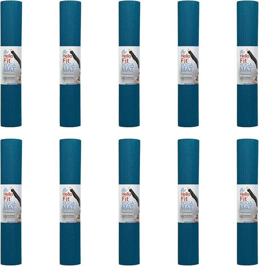Hello Fit 10-Pack Yoga Mat, 68" x 24" Non Slip Exercise Mat, 4mm Thick Gym Mat for Fitness and Stretching, Bulk Non Toxic Yoga Mats for Schools and Studios-GravixFit