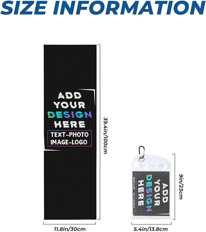 Custom 1-100PCS Cooling Sports Towel, Personalized Photo Logo Soft Cold Exercise Towel for Neck and Face Customized Quick-Drying Cooling Wrap Fitness Workout Sweat Towel 12"x40" (8)-GravixFit