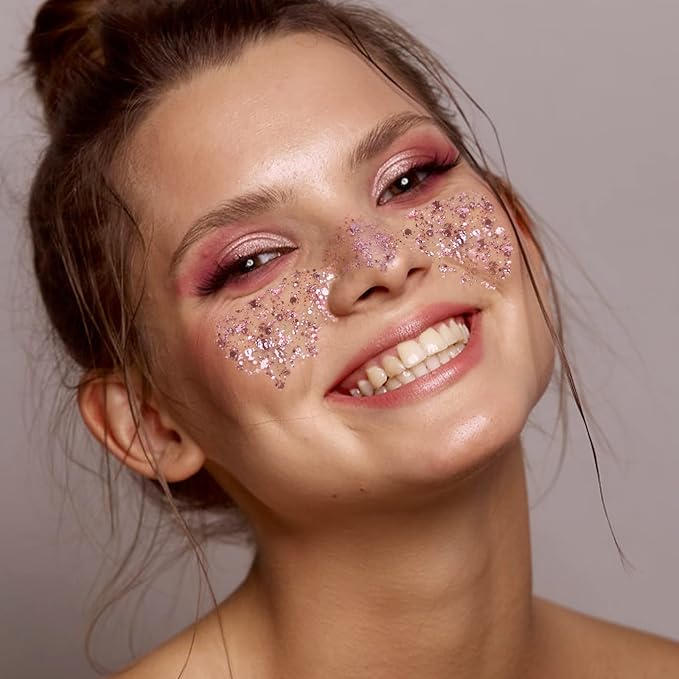 MAEPEOR Chunky Face Body Glitter Gel 19 Colors Mermaid Sequins Holographic Body Glitter Gel Long-Lasting Festival Makeup Glitter Paint for Face Body Hair Nails (30g, 06 Purple)-GravixFit