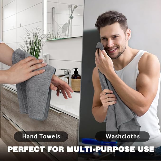 Orighty Gym Towels, Highly Absorbent Sweat Towels, Soft and Quick Drying Gym Towel for Daily Use, Multi-Purpose Towel for Sport, Salon, Spa, Hotel, 16 x 27 Inch, Grey, 3 Pack-GravixFit