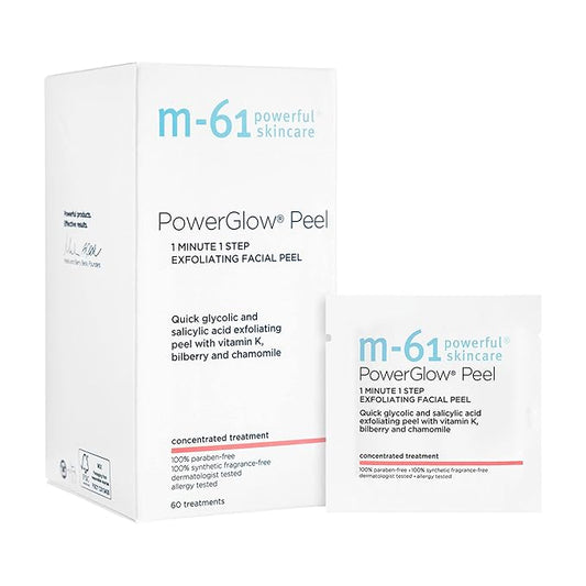 m-61 PowerGlow Peel | Exfoliating Facial Peel With Glycolic, Salicylic Acid. 1 Minute, 1 Step - 60 Treatments-GravixFit