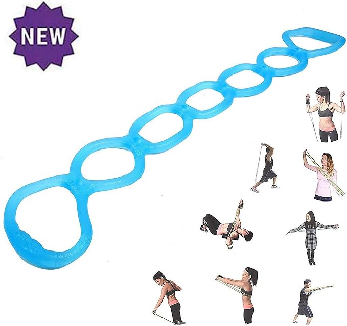 7 Rings Stretch Exercise Band, Portable Silicone Elastic Resistance Band Pilates Flexbands Yoga Stretching Strap Physical Therapy Rehab Belt, Home Gym Workout Equipment for Full Body Exercise-GravixFit