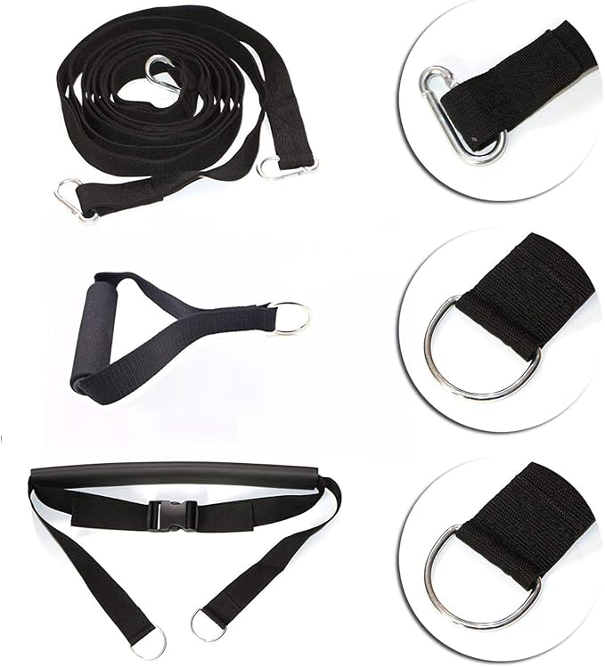 Exercise Resistance Fitness Bands Set Workout Equipment Double Endurance Weight Sled Harness Kits Sled Pulling Strap for Running Sprinting Resistance Speed Agility Training, Black