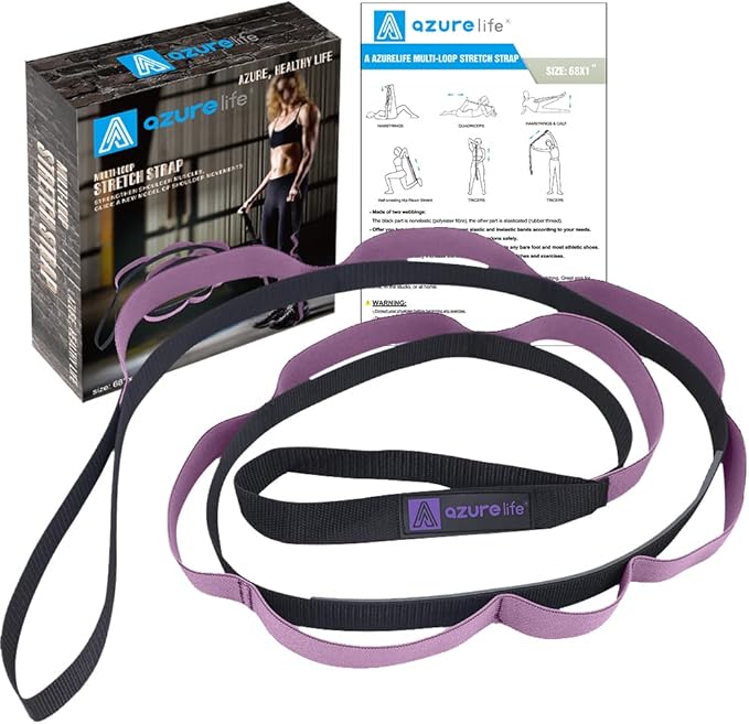 Premium Durable Stretch Straps with Loops, Stretching Strap for Physical Therapy, Multi-Loop Yoga Strap Fitness Exercise Strap for Yoga, Pilates, Dance, Flexibility&Exercise-GravixFit