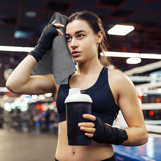 Orighty Gym Towels, Highly Absorbent Sweat Towels, Soft and Quick Drying Gym Towel for Daily Use, Multi-Purpose Towel for Sport, Salon, Spa, Hotel, 16 x 27 Inch, Grey, 3 Pack-GravixFit