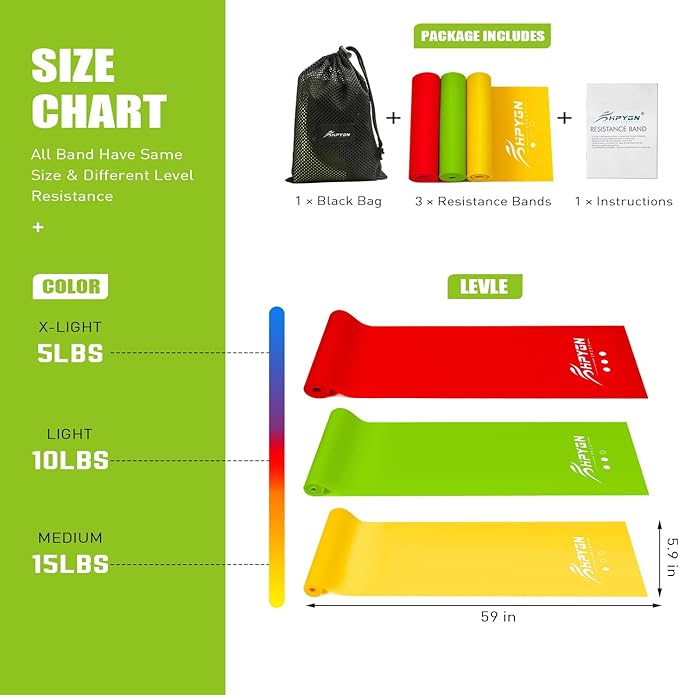 Resistance Bands, Exercise Bands, Physical Therapy Bands for Strength Training, Yoga, Pilates, Stretch Elastic Band with Different Strengths, Workout Bands for Home Gym-GravixFit