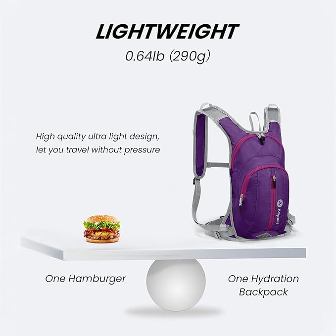 Nepest Hydration Pack Backpack for Women & Men, Lightweight Water Backpack with 2L Water Bladder for Hiking Cycling Running Biking