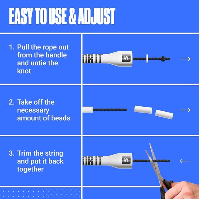 Sportbit Elite Beaded Jump Rope - Adjustable Speed Rope for Fitness, CrossFit, Boxing - Tangle-Free, Lightweight-GravixFit